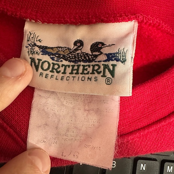 Vtg Northern Reflections Red V Neck Christmas Holiday Teddy Bear Sweatshirt Sz L - Picture 7 of 7